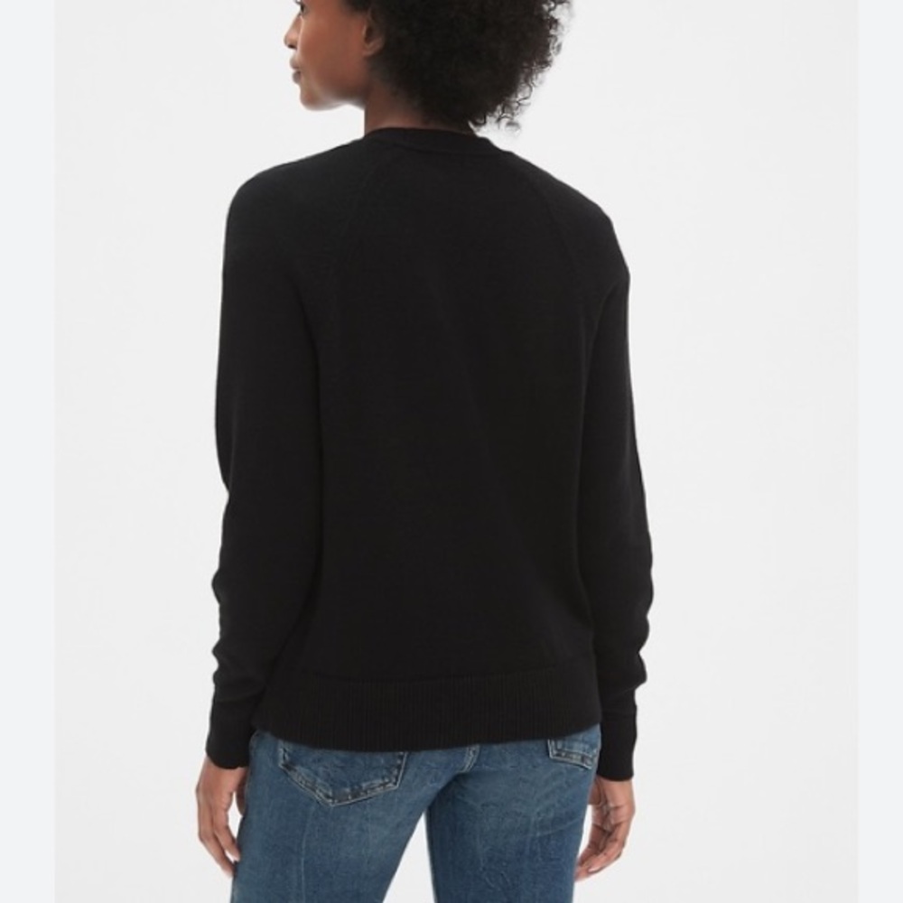Gap Button Front Cardigan Sweater Size XS 100% Cotton Black V-Neck Knit Fall